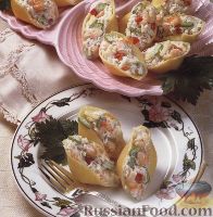Фото к рецепту: Ракушки, начиненные морепродуктами