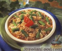 Фото к рецепту: Рис с фаршем и стручковой фасолью