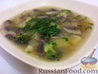 Фото к рецепту: Суп из шампиньонов и брокколи