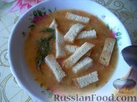 Фото к рецепту: Постный овощной суп с чечевицей и сухариками